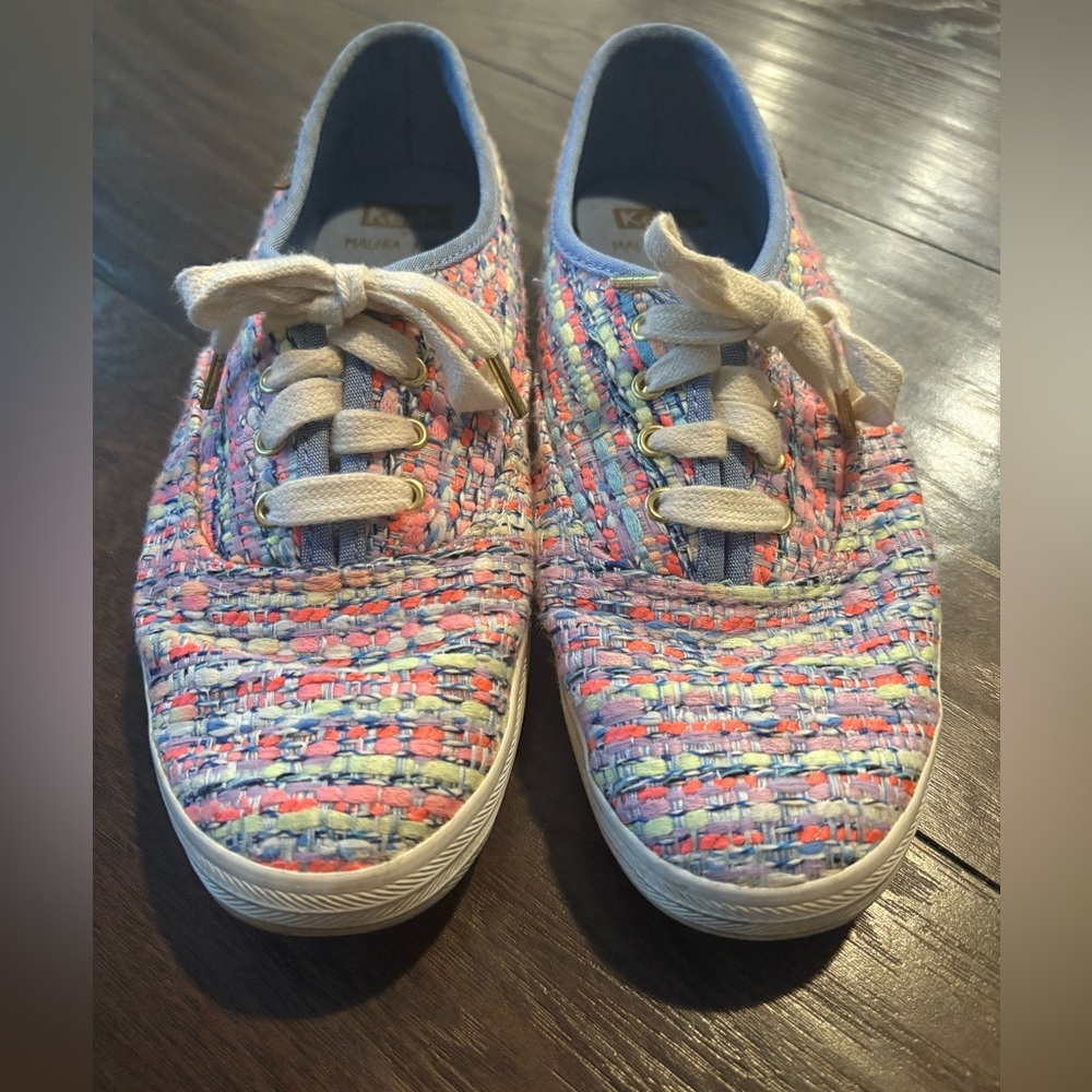 Keds x Oh Joy! Champion Woven Tweed Sneakers Women’s 7.5 | Multicolor Pink Blue - Picture 2 of 7